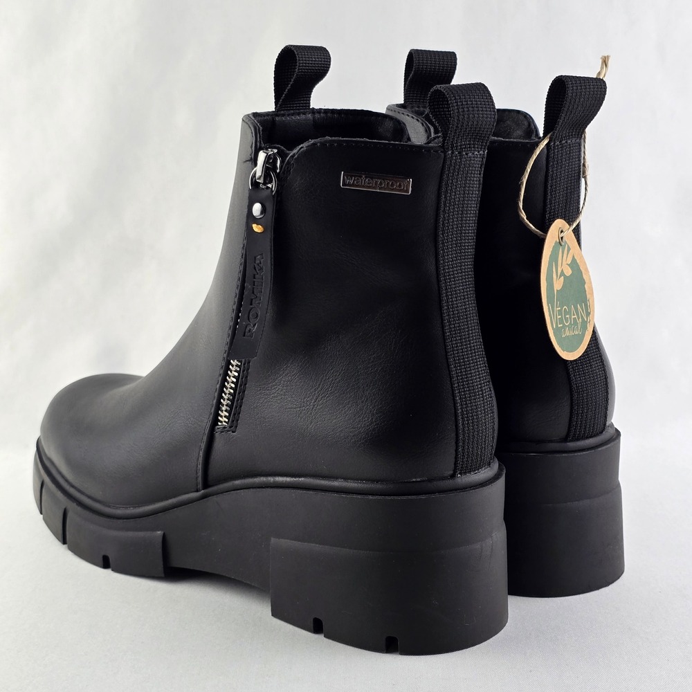 NWT Romika Women's Wilma 03 Waterproof Double Zip Black Ankle Boots 41 - Picture 4 of 16